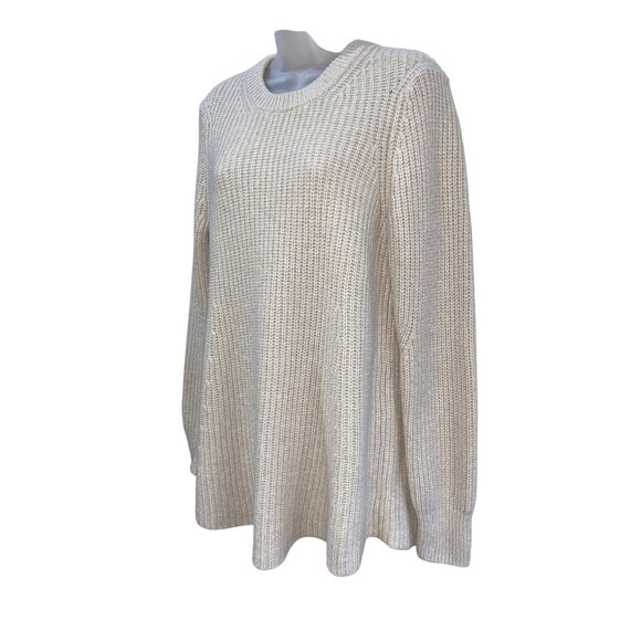 New Athleta Sierra Crew Neck Sweater Pullover Swing Coconut Cream Ivory Ribbed K - Picture 4 of 8